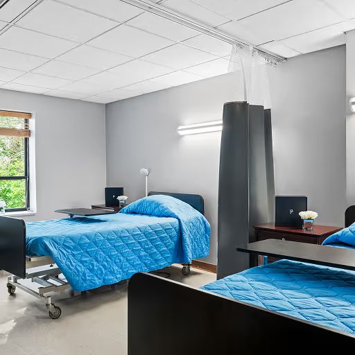 A private resident room at Caring Heart